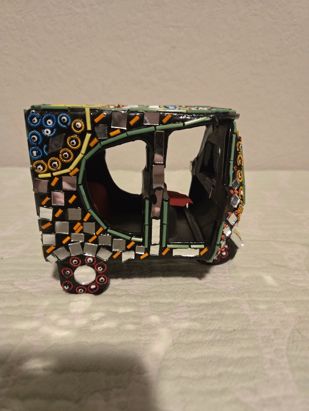 Handmade Pakistani Truck Art Auto Rickshaw Miniture Mirror Decor.
